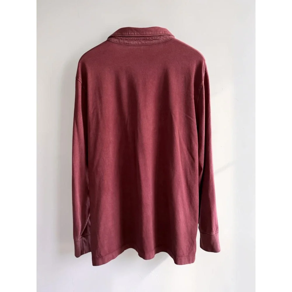 Banana Republic Authentic Tee Mens XL Burgundy Supima Cotton Long Sleeve Polo